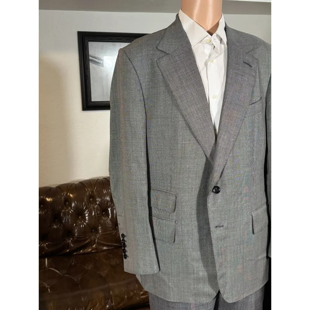 Tom Ford Nailhead Gray Suit 54 44R Shelton 36x31 Trousers Notch Lapel